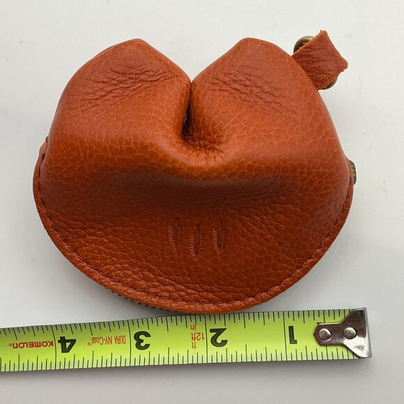 Portland Leather Goods Fortune Cookie Pouch Keychain Orange Leather Boho - Picture 15 of 16